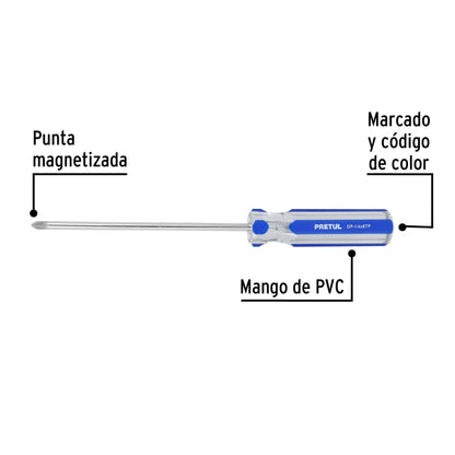 DP-1/4X6TP Destornillador punta phillips 1/4" x 6", mango PVC, Pretul