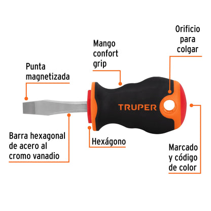 DR-1/4X1-1/2B Destornillador punta pala 1/4" x 1-1/2" mango Comfort Grip