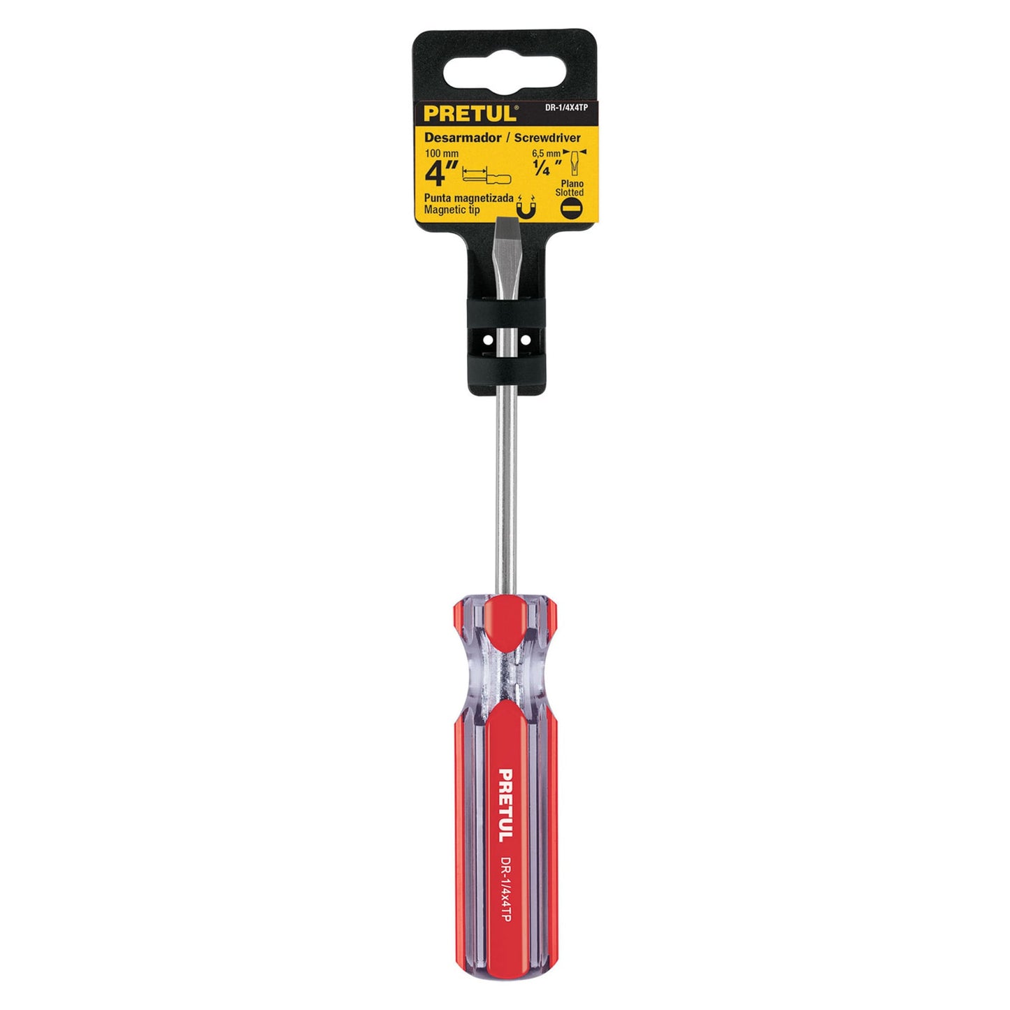 DR-1/4X4TP Destornillador punta pala 1/4" x 4", mango PVC, Pretul