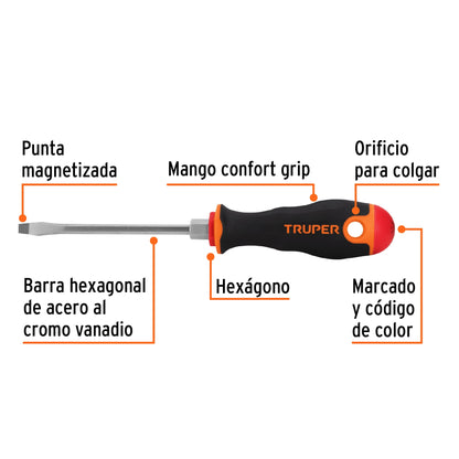DR-3/16X4B Destornillador punta pala 3/16" x 4" mango Comfort Grip