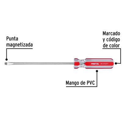 DR-3/16X6TP Destornillador punta pala 3/16" x 6", mango PVC, Pretul