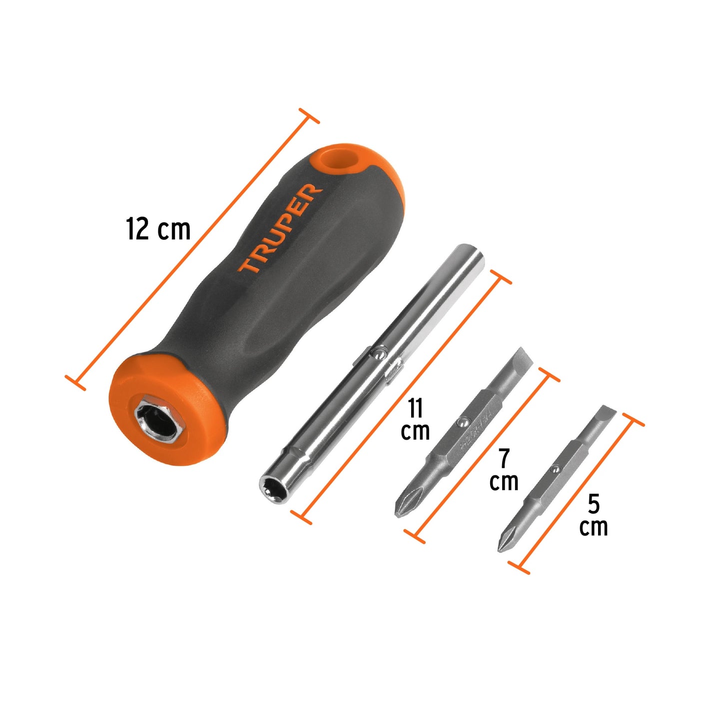 DT-4 Destornillador 2 puntas dobles y barra con 2 cajas hexagonales