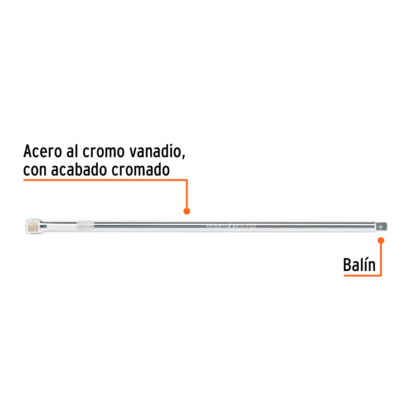 E-5464 Extensión de 15" para ratchet para copas mando 1/2"