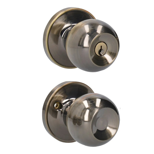 15PO Pomo tubular de bola para entrada principal, latón antiguo, Lock