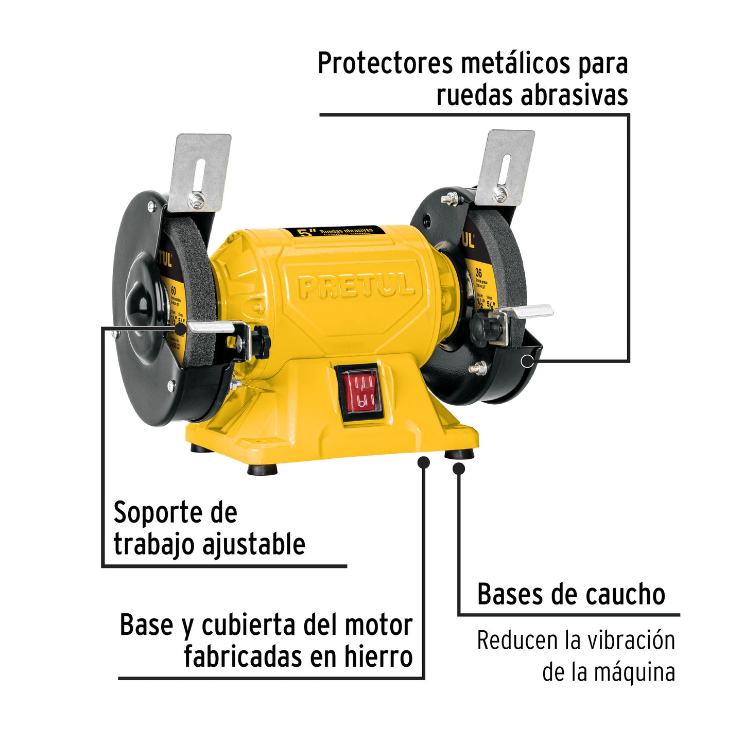 EBA-5P Esmeril de banco de 5" de 1/6 Hp Pretul