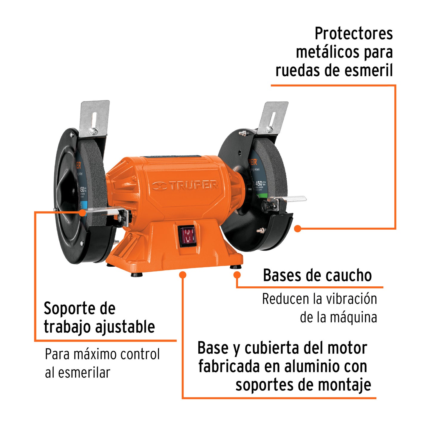 EBA-8 Esmeril de banco de 8" de 3/4 Hp