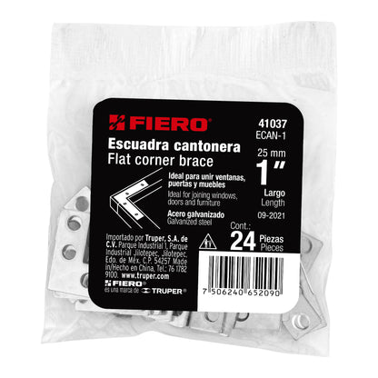 ECAN-1 Escuadra cantonera, 1' x 1', bolsa con 24 pzas