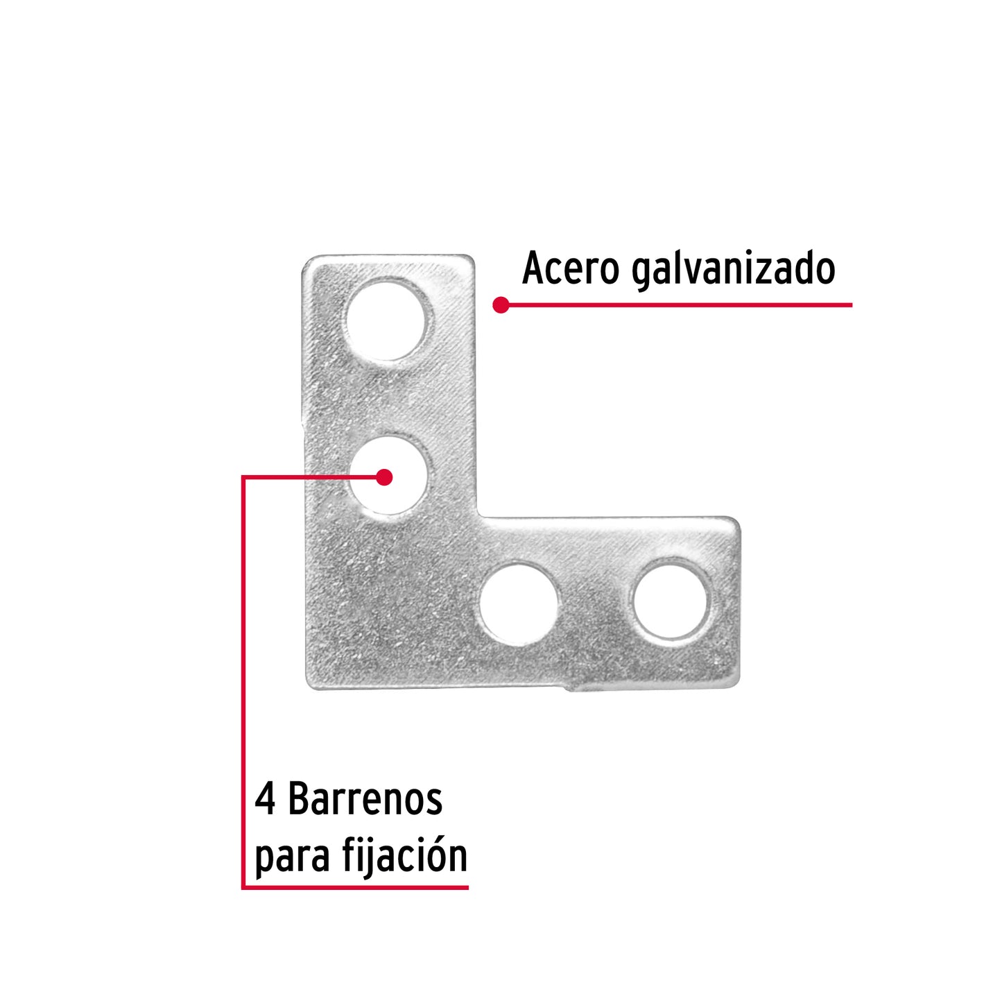 ECAN-1 Escuadra cantonera, 1' x 1', bolsa con 24 pzas