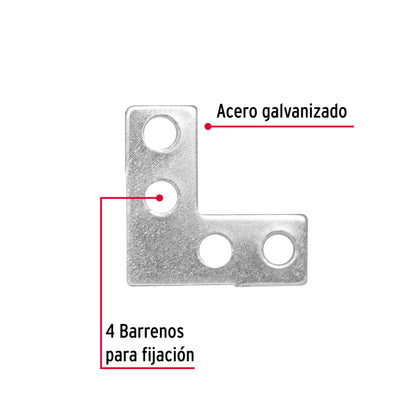 ECAN-1 Escuadra cantonera, 1' x 1', bolsa con 24 pzas