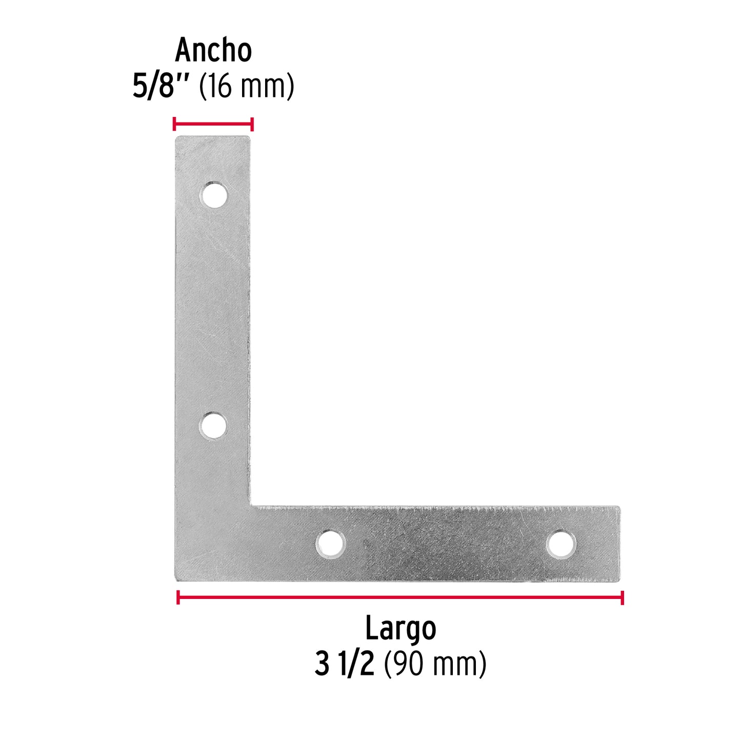 ECAN-3-1/2 Escuadra cantonera, 3-1/2' x 3-1/2', bolsa con 24 pzas