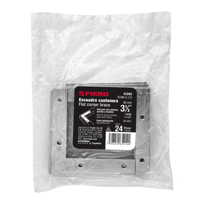 ECAN-3-1/2 Escuadra cantonera, 3-1/2' x 3-1/2', bolsa con 24 pzas