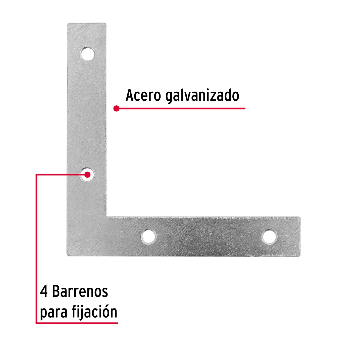 ECAN-3-1/2 Escuadra cantonera, 3-1/2' x 3-1/2', bolsa con 24 pzas