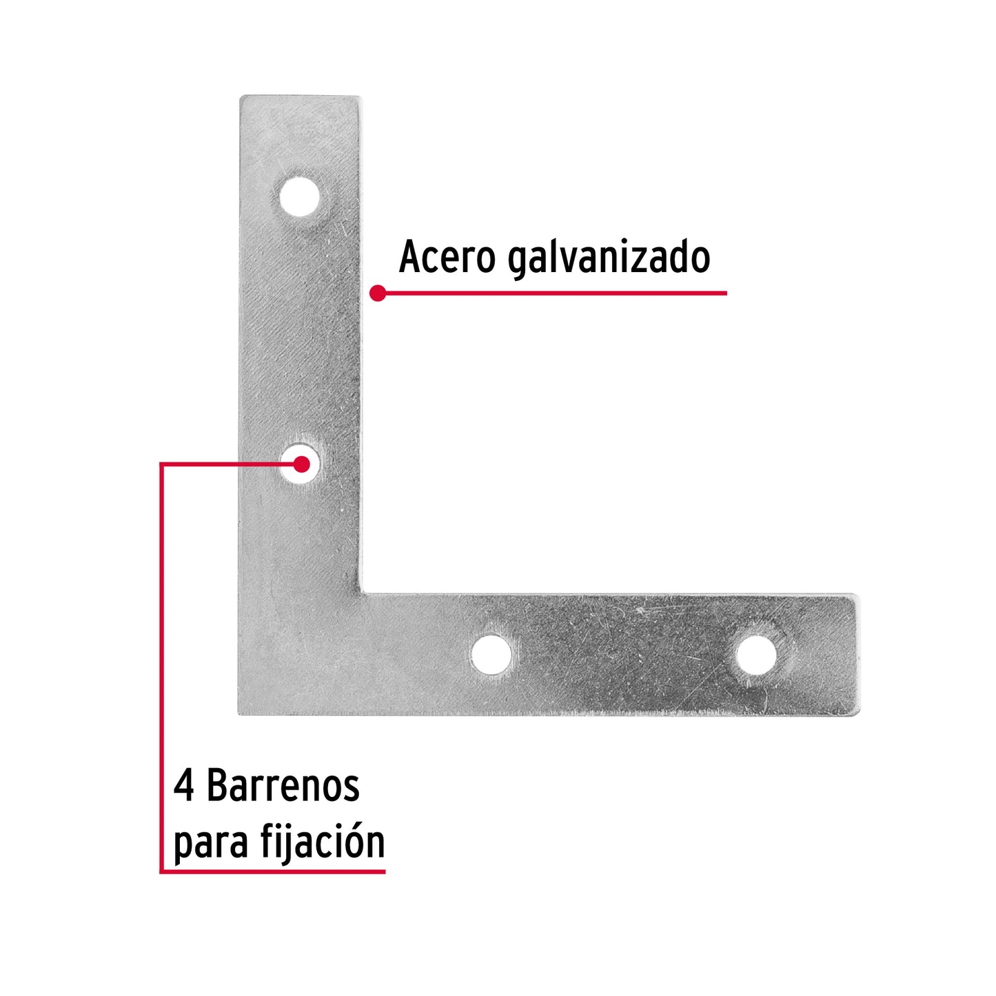 ECAN-3 Escuadra cantonera, 3' x 3', bolsa con 24 pzas