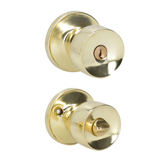 23PO Pomo tubular de copa recta para alcoba, latón brillante, Lock