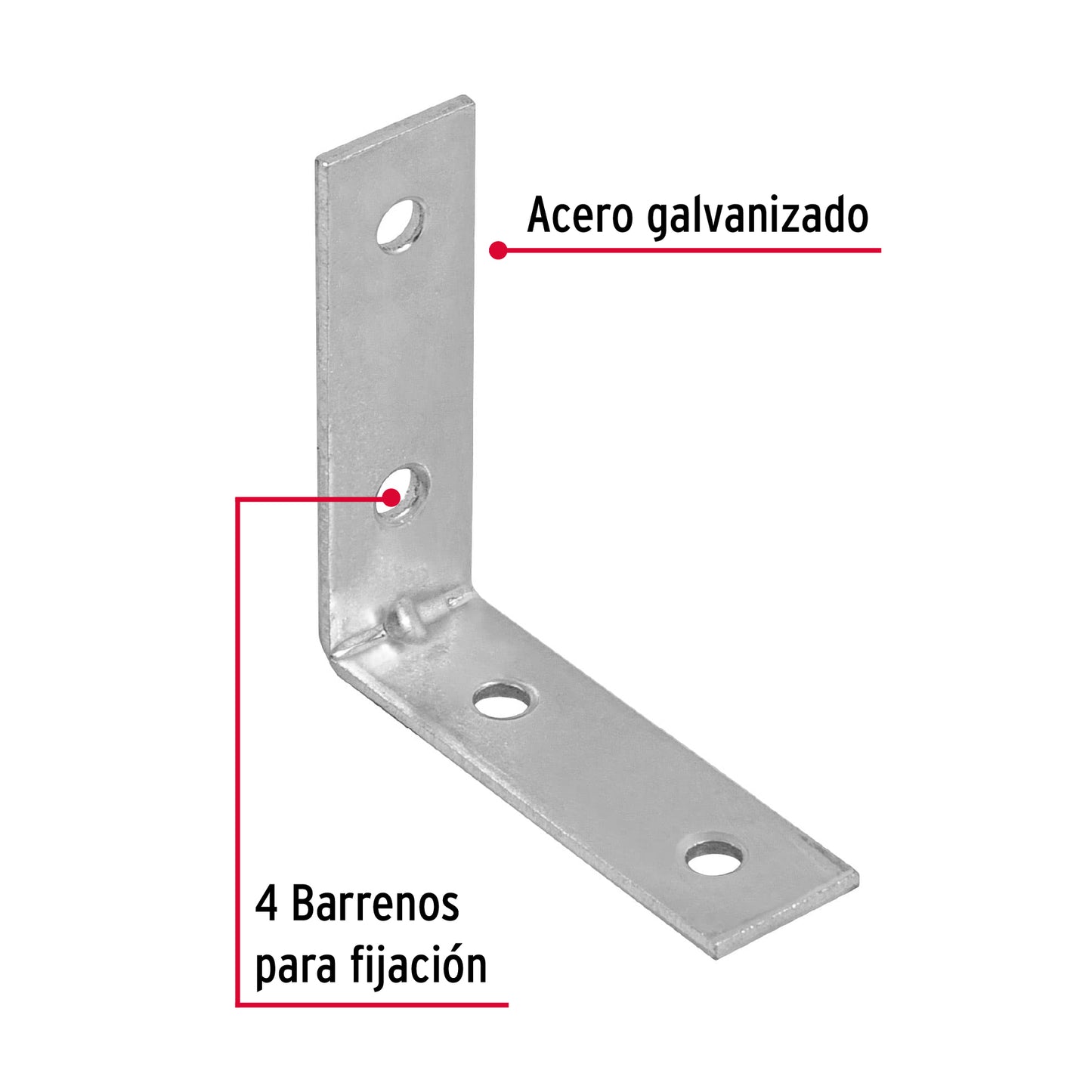 EESQ-2 Escuadra esquinera, 2' x 2', bolsa con 24 pzas