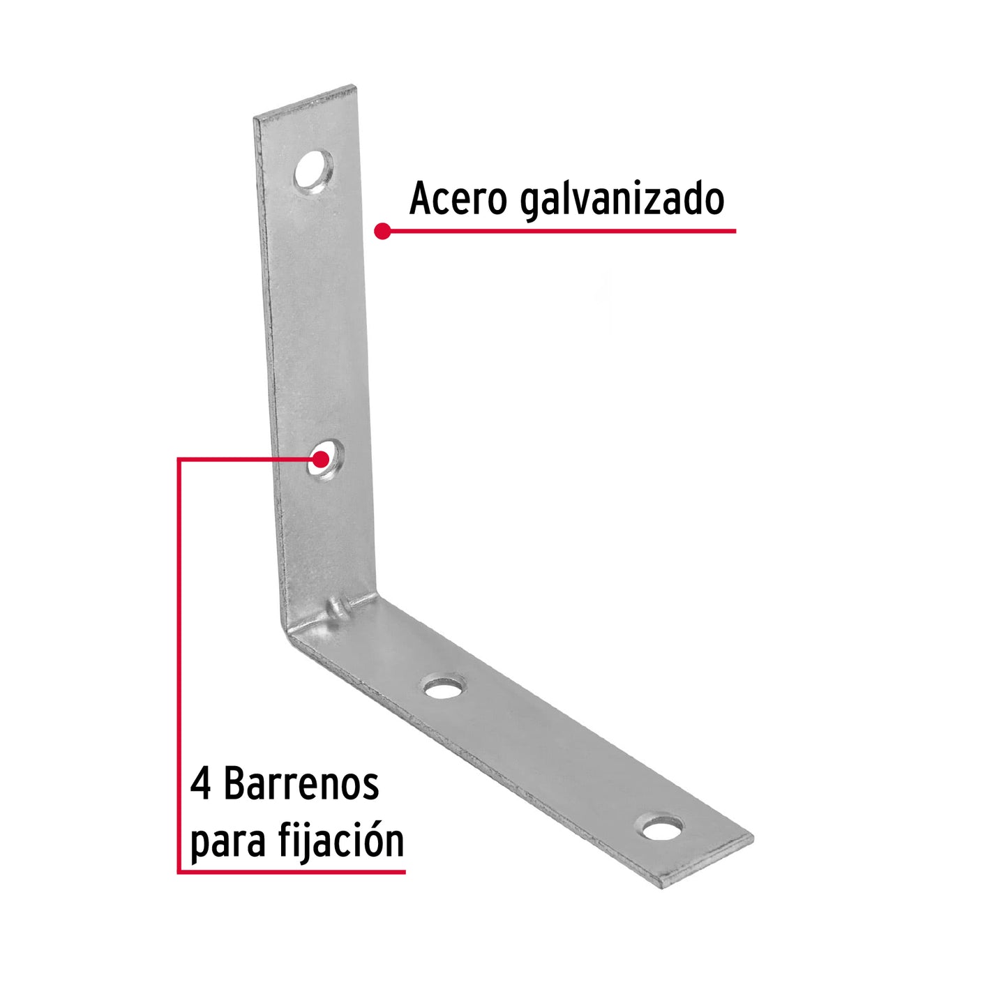 EESQ-3-1/2 Escuadra esquinera, 3-1/2' x 3-1/2', bolsa con 24 pzas