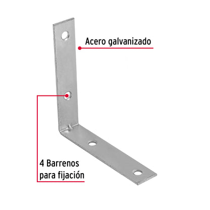 EESQ-3-1/2 Escuadra esquinera, 3-1/2' x 3-1/2', bolsa con 24 pzas