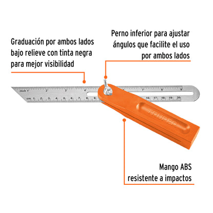 EFT-8 Escuadra falsa, mango de plástico, 8'