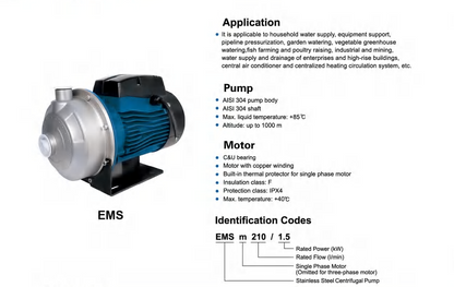 EMSM210/2.2 Bomba centrífuga de acero inoxidable 3.0 HP 220V