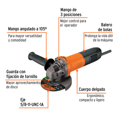 ESMA-4-1/2A12 Pulidora angular 4-1/2", profesional, 700 W Truper