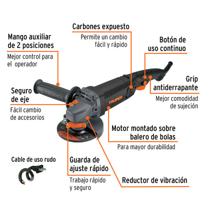 ESMA-4590N Pulidora angular industrial 4-1/2" 950 W Truper