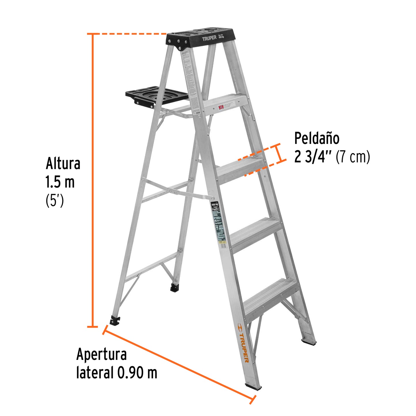 EST-34 Escalera tipo tijera T3 con 4 escalones, con bandeja