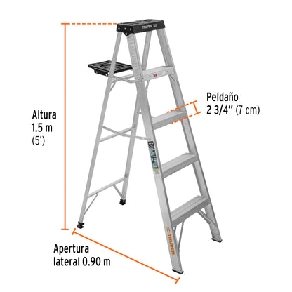 EST-34 Escalera tipo tijera T3 con 4 escalones, con bandeja