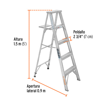 ESTA-34 Escalera de tijera, aluminio, tipo lll, 4 escalones