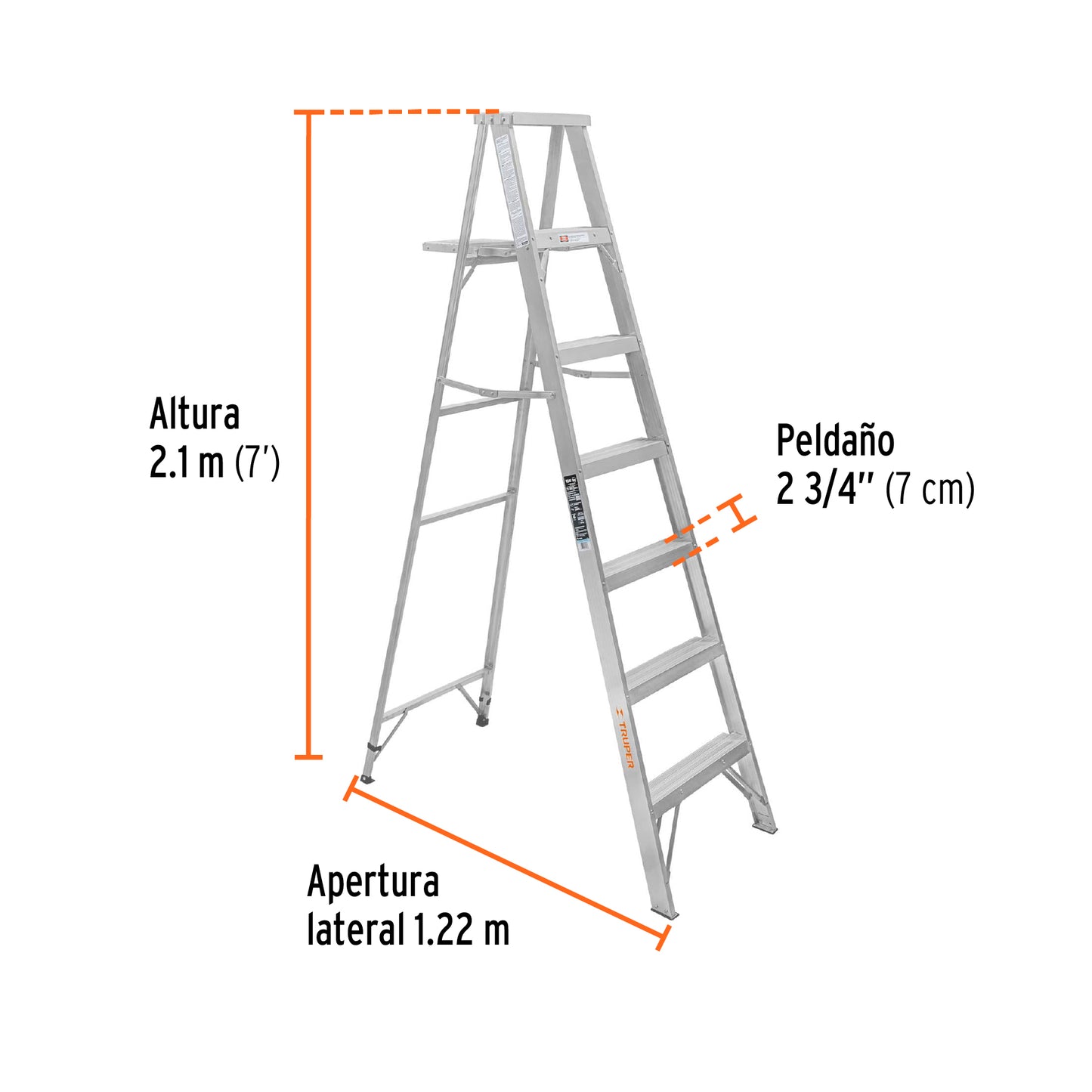 ESTA-36 Escalera de tijera, aluminio, tipo lll, 6 escalones