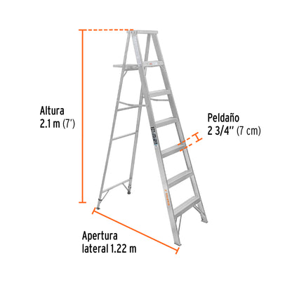 ESTA-36 Escalera de tijera, aluminio, tipo lll, 6 escalones