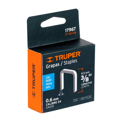 ET-50-3/8 Grapas para ET-50, 3/8", caja con 1000 piezas