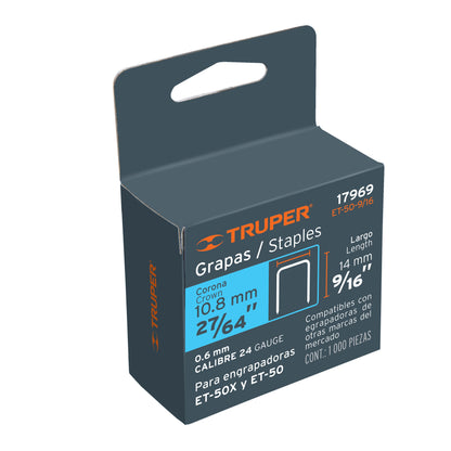 ET-50-9/16 Grapas para ET-50, 9/16", caja con 1000 piezas