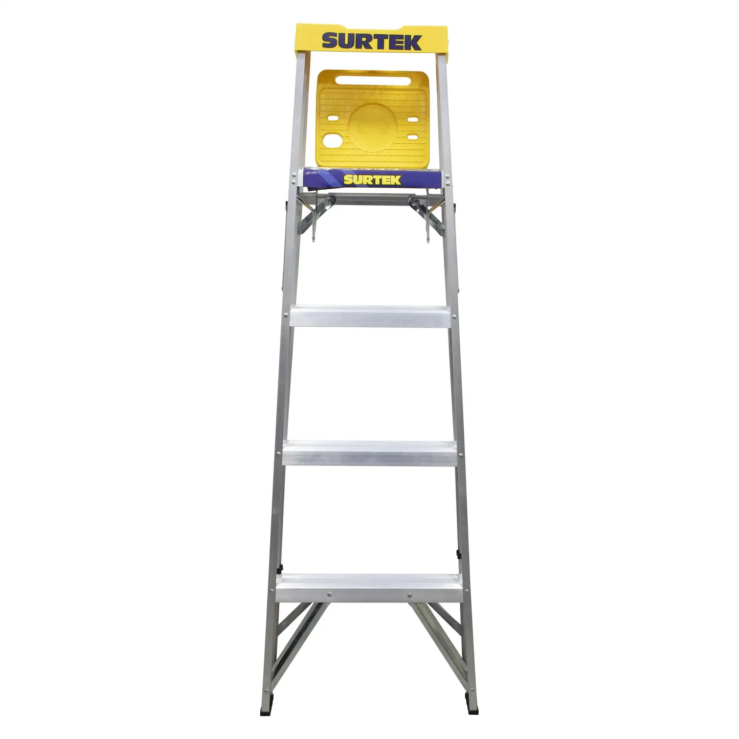 ET4 Escalera de tijera tipo 3 de aluminio y tapa plástica, 4 peldaños