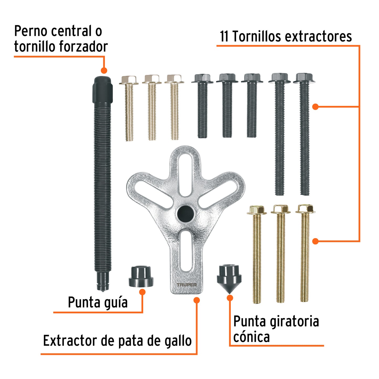 EXT-15 Juego de extractor tipo pata de gallo con 15 piezas