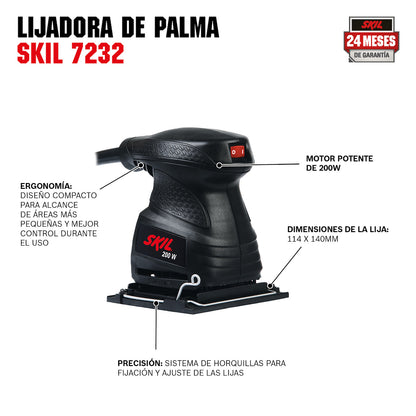 Lijadora orbital Skil 7232 200W 110V con 30 lijas y 1 máscara