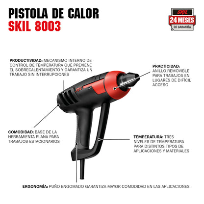 Pistola de calor Skil 8003 1200W 110V maletín y 4 boquillas