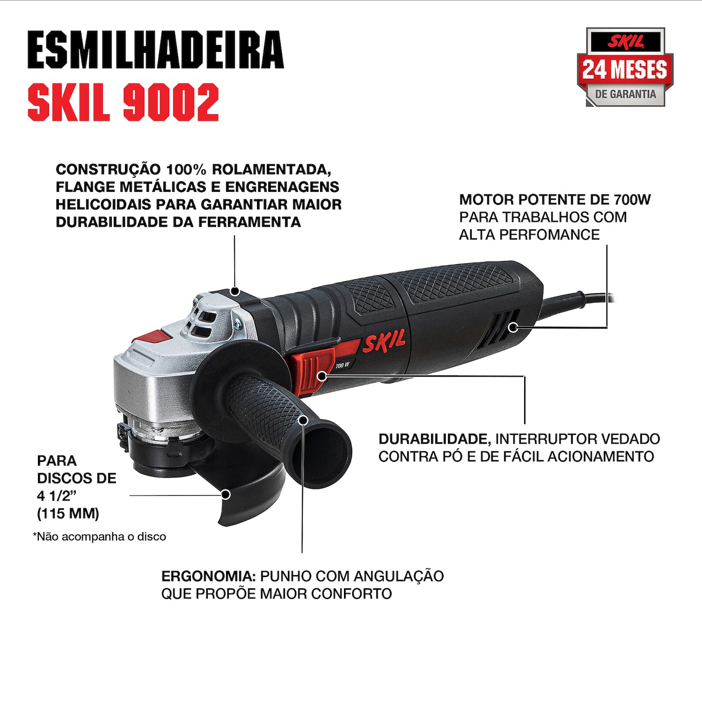 Mini Pulidora angular de 4 1/2" Skil 9002 700W 110V