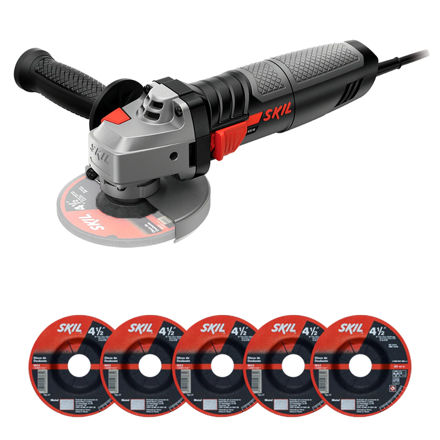 Mini Pulidora angular de 4 1/2" Skil 9004 830W 110V con 5 discos