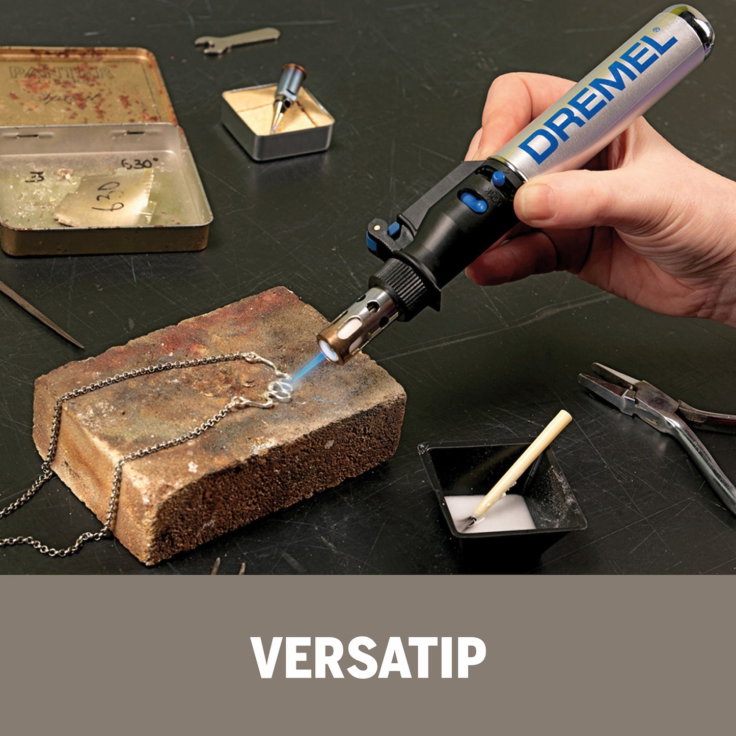 Dremel Versatip Pirograbador Soldador Gas Butano con 12 Accesorios + Caja Metálica