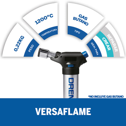 Dremel Versaflame Soplete a Gas Butano con 7 Accesorios + Caja Metálica