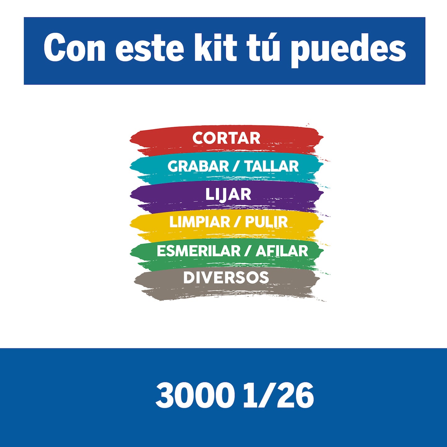 F0133000PF-000 Dremel 3000 Mototool con 1 aditamento 26 accesorios en maletín