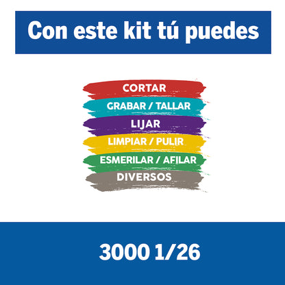 F0133000PF-000 Dremel 3000 Mototool con 1 aditamento 26 accesorios en maletín