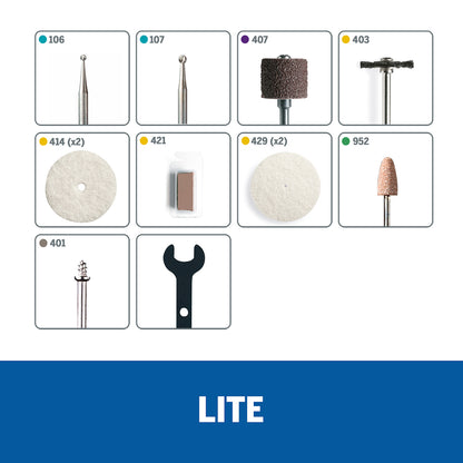Dremel Lite Mototool Inalámbrico Batería de 4V Max de Litio con 10 Accesorios