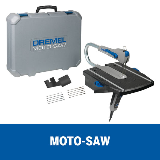 Dremel Moto-Saw Sierra Caladora de Banco con 10 Accesorios + Maleta