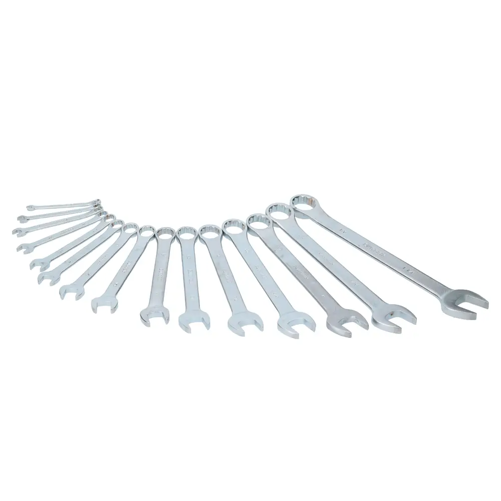 F10S Juego de llaves combinadas satinadas 15 piezas 1/4" a 1-1/8", uso profesional, Surtek