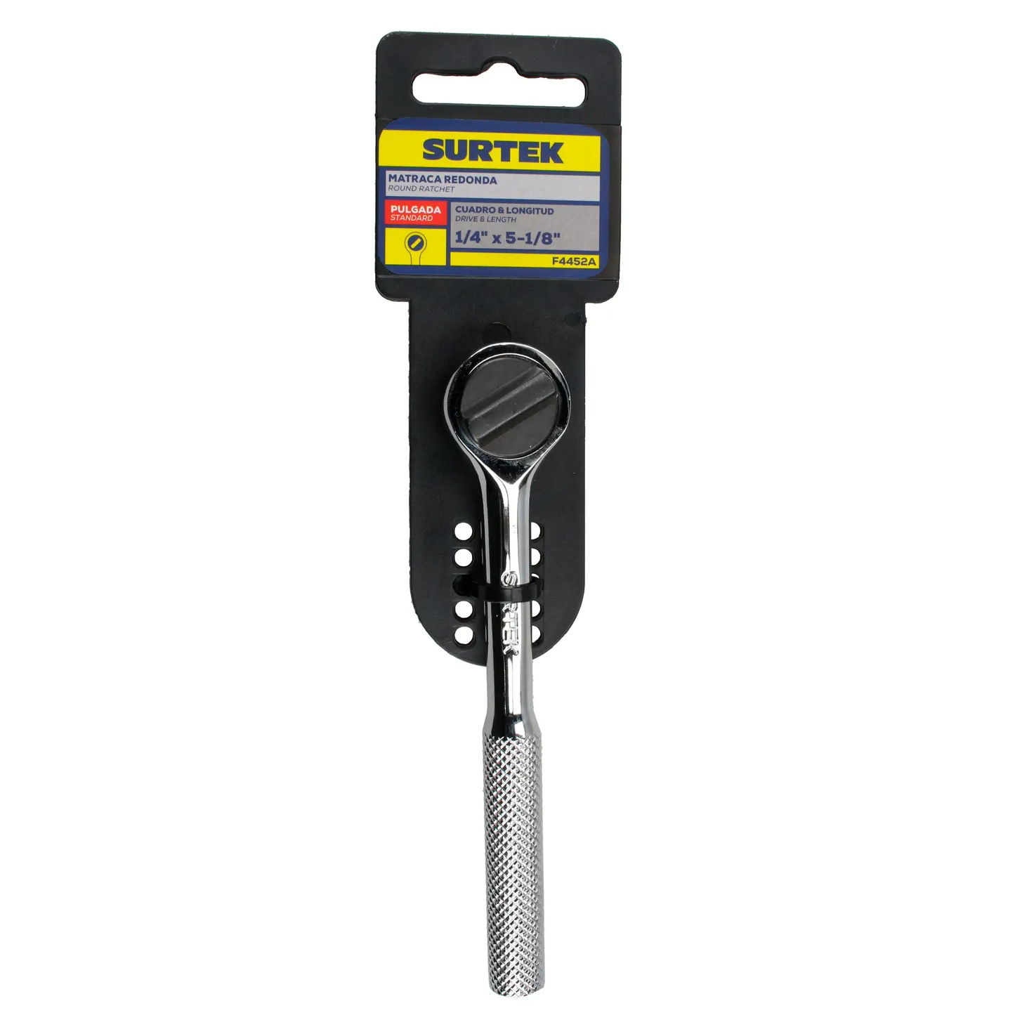 F4452A Ratchet 1/4" cabeza redonda mango moleteado