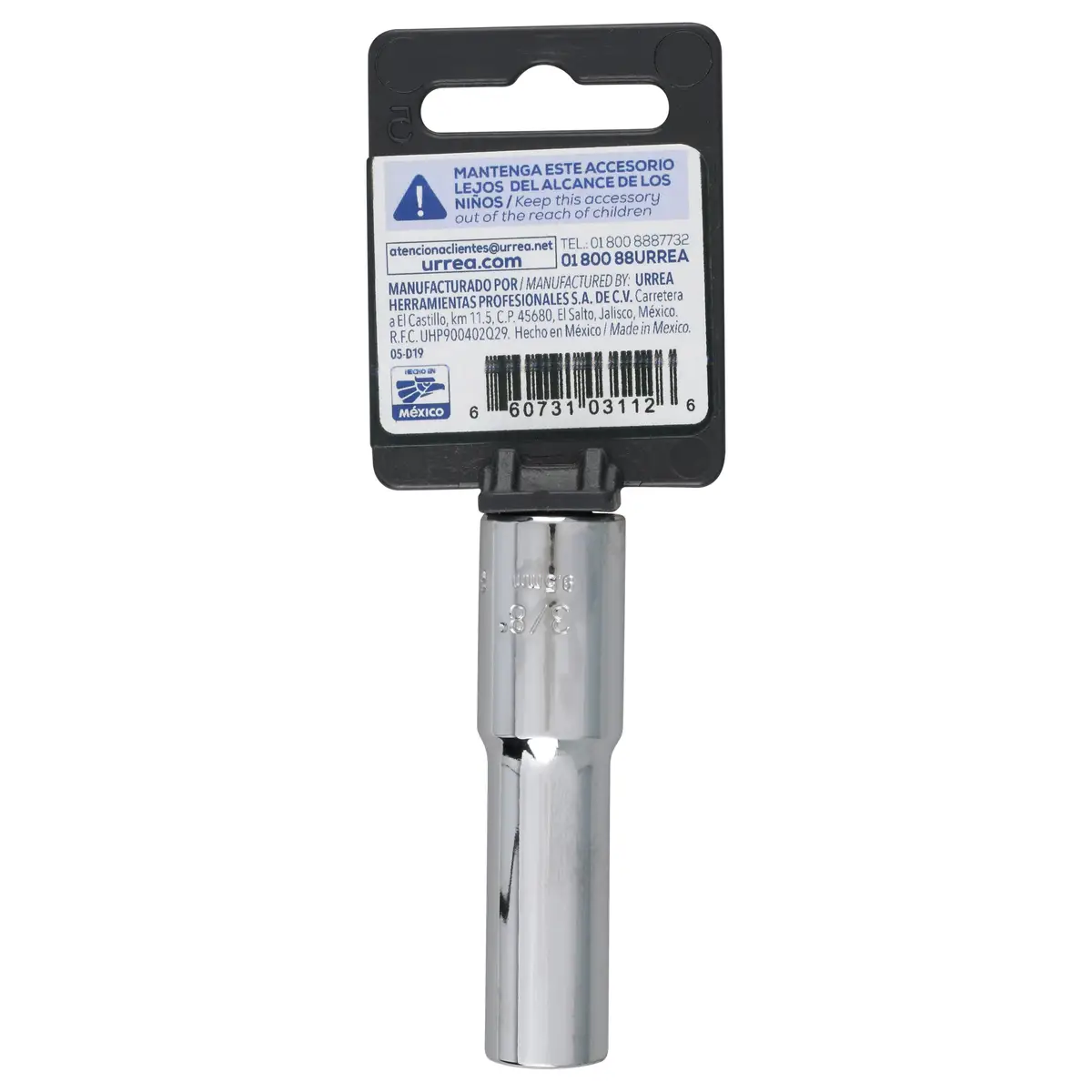 F5112HL Copa larga 6 pt cuadrante 3/8" de 3/8" recubierta en Cr-Ni