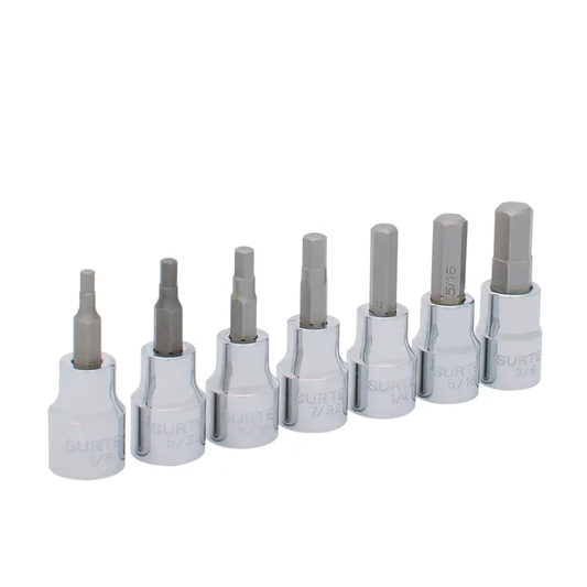 F51H00 Juego de copas punta hexagonal cuadrante 3/8" pulgadas 7 piezas