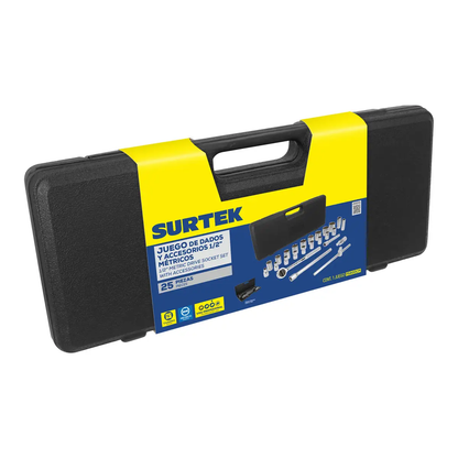 F5800CM Juego de copas cuadrante 1/2" 25 piezas 10 a 32 mm, uso profesional, Surtek