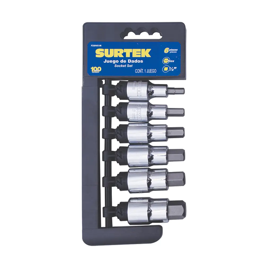 F58H01M Juego de copas punta hexagonal 1/2" mm 6 piezas